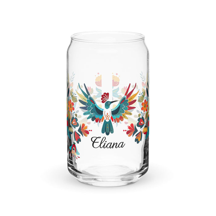 Eliana Exclusive Name Art Piece Can-Shaped Glass Home Office Work Mexican Spanish Pride Gift Cup One-Of-A-Kind Calligraphy Glass | E29 Mexicada 16 oz