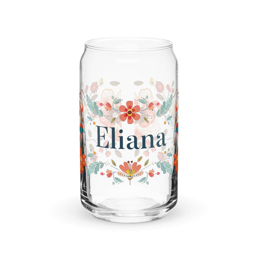 Eliana Exclusive Name Art Piece Can-Shaped Glass Home Office Work Mexican Spanish Pride Gift Cup One-Of-A-Kind Calligraphy Glass | E32 Mexicada 16 oz