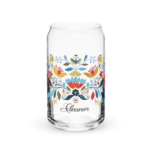 Eleanor Exclusive Name Art Piece Can-Shaped Glass Home Office Work Mexican Spanish Pride Gift Cup One-Of-A-Kind Calligraphy Glass | E23 Mexicada 16 oz