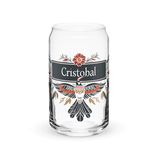 Cristóbal Exclusive Name Art Piece Can-Shaped Glass Home Office Work Mexican Spanish Pride Gift Cup One-Of-A-Kind Calligraphy Glass | C13 Mexicada 16 oz