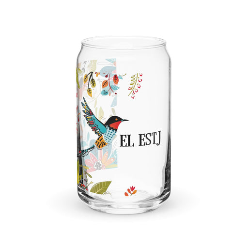 El Estj Exclusive Art Piece Can-Shaped Glass Home Office Work Mexican Spanish Pride Gift Cup One-Of-A-Kind Calligraphy Glass | E2 Mexicada 16 oz