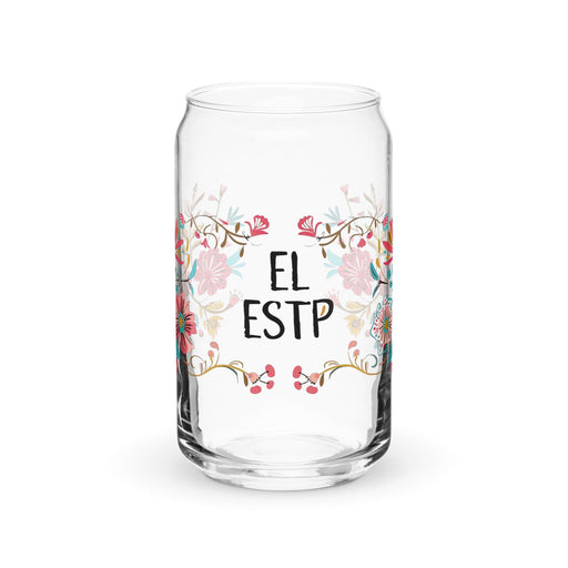 El Estp Exclusive Art Piece Can-Shaped Glass Home Office Work Mexican Spanish Pride Gift Cup One-Of-A-Kind Calligraphy Glass | E4 Mexicada 16 oz