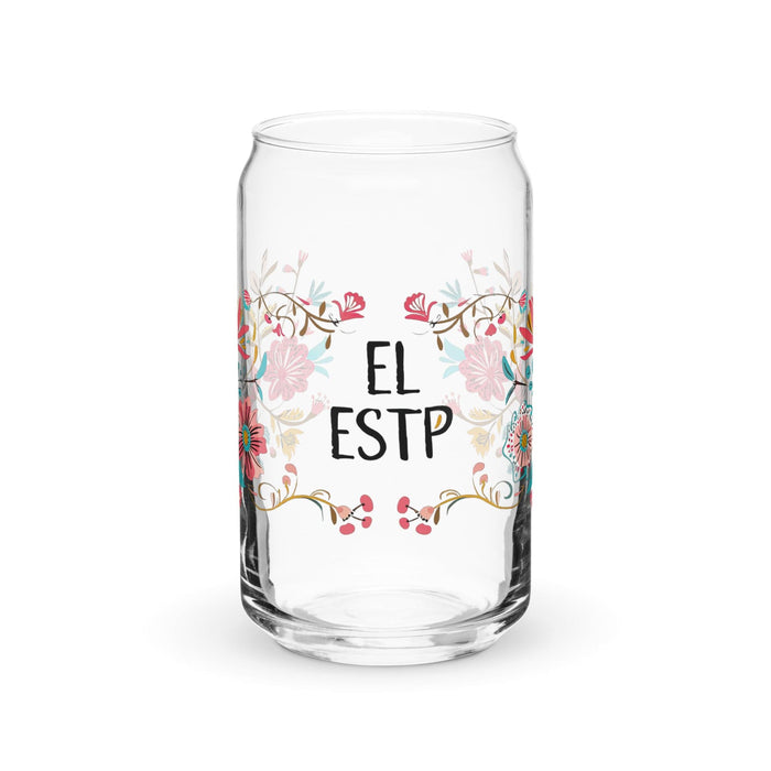 El Estp Exclusive Art Piece Can-Shaped Glass Home Office Work Mexican Spanish Pride Gift Cup One-Of-A-Kind Calligraphy Glass | E4 Mexicada 16 oz