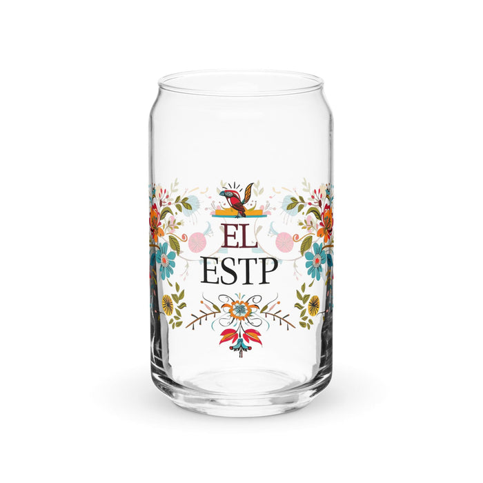 El Estp Exclusive Art Piece Can-Shaped Glass Home Office Work Mexican Spanish Pride Gift Cup One-Of-A-Kind Calligraphy Glass | E5 Mexicada 16 oz