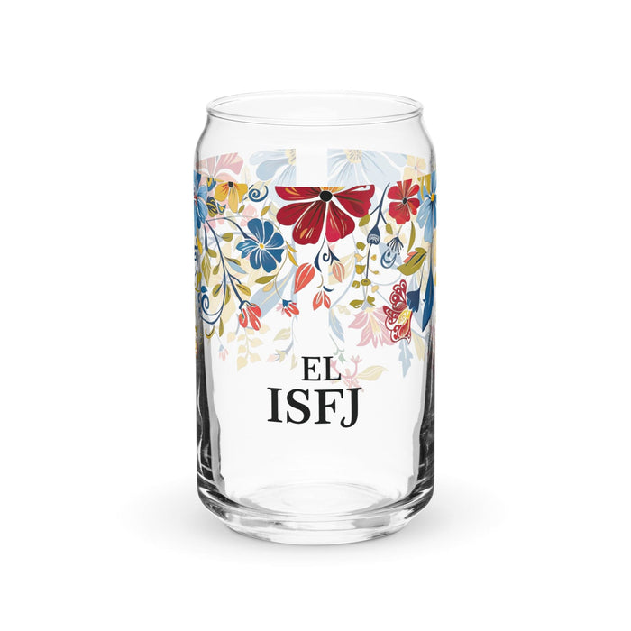 El Isfj Exclusive Art Piece Can-Shaped Glass Home Office Work Mexican Spanish Pride Gift Cup One-Of-A-Kind Calligraphy Glass | E1 Mexicada 16 oz