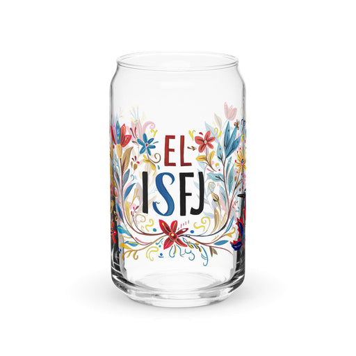 El Isfj Exclusive Art Piece Can-Shaped Glass Home Office Work Mexican Spanish Pride Gift Cup One-Of-A-Kind Calligraphy Glass | E4 Mexicada 16 oz