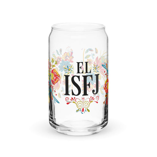 El Isfj Exclusive Art Piece Can-Shaped Glass Home Office Work Mexican Spanish Pride Gift Cup One-Of-A-Kind Calligraphy Glass | E5 Mexicada 16 oz