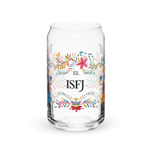 El Isfj Exclusive Art Piece Can-Shaped Glass Home Office Work Mexican Spanish Pride Gift Cup One-Of-A-Kind Calligraphy Glass | E8 Mexicada 16 oz