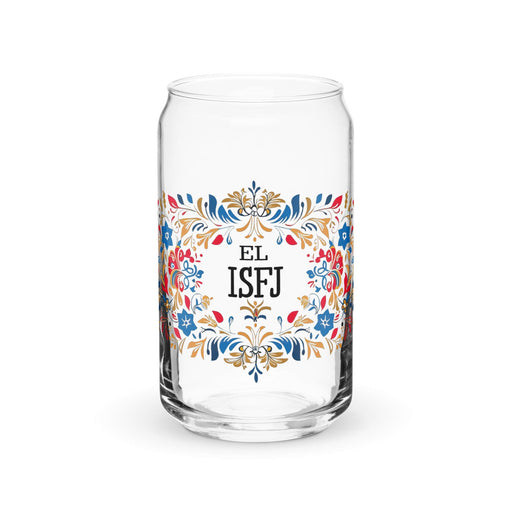 El Isfj Exclusive Art Piece Can-Shaped Glass Home Office Work Mexican Spanish Pride Gift Cup One-Of-A-Kind Calligraphy Glass | E9 Mexicada 16 oz