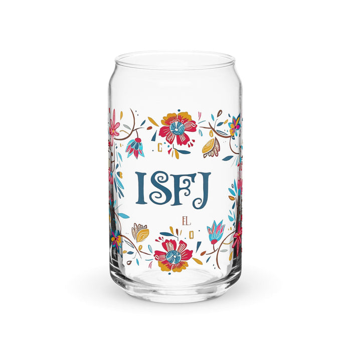 El Isfj Exclusive Art Piece Can-Shaped Glass Home Office Work Mexican Spanish Pride Gift Cup One-Of-A-Kind Calligraphy Glass | E10 Mexicada 16 oz