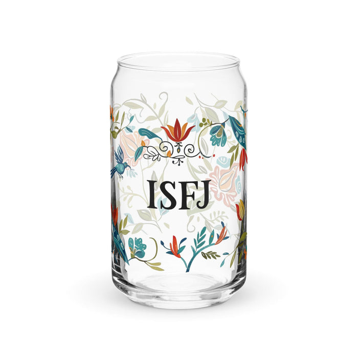 El Isfj Exclusive Art Piece Can-Shaped Glass Home Office Work Mexican Spanish Pride Gift Cup One-Of-A-Kind Calligraphy Glass | E13 Mexicada 16 oz