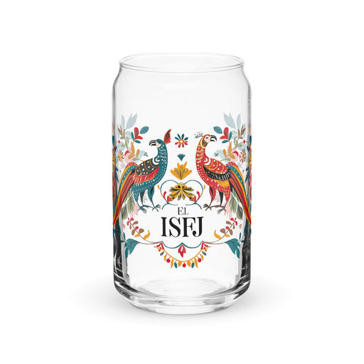 El Isfj Exclusive Art Piece Can-Shaped Glass Home Office Work Mexican Spanish Pride Gift Cup One-Of-A-Kind Calligraphy Glass | E15 Mexicada 16 oz