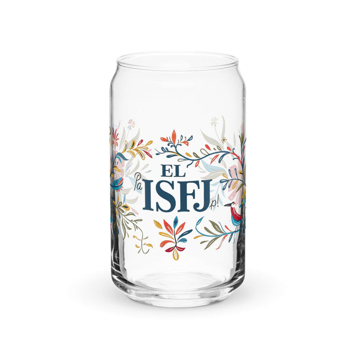 El Isfj Exclusive Art Piece Can-Shaped Glass Home Office Work Mexican Spanish Pride Gift Cup One-Of-A-Kind Calligraphy Glass | E17 Mexicada 16 oz