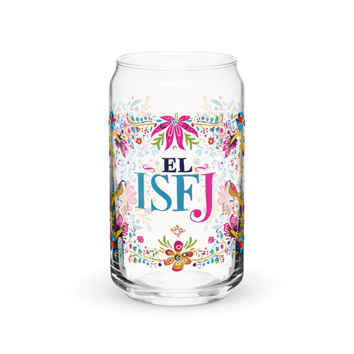 El Isfj Exclusive Art Piece Can-Shaped Glass Home Office Work Mexican Spanish Pride Gift Cup One-Of-A-Kind Calligraphy Glass | E18 Mexicada 16 oz