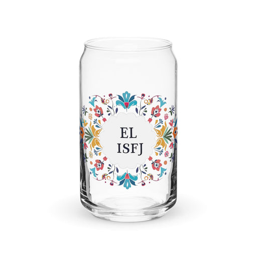 El Isfj Exclusive Art Piece Can-Shaped Glass Home Office Work Mexican Spanish Pride Gift Cup One-Of-A-Kind Calligraphy Glass | E21 Mexicada 16 oz