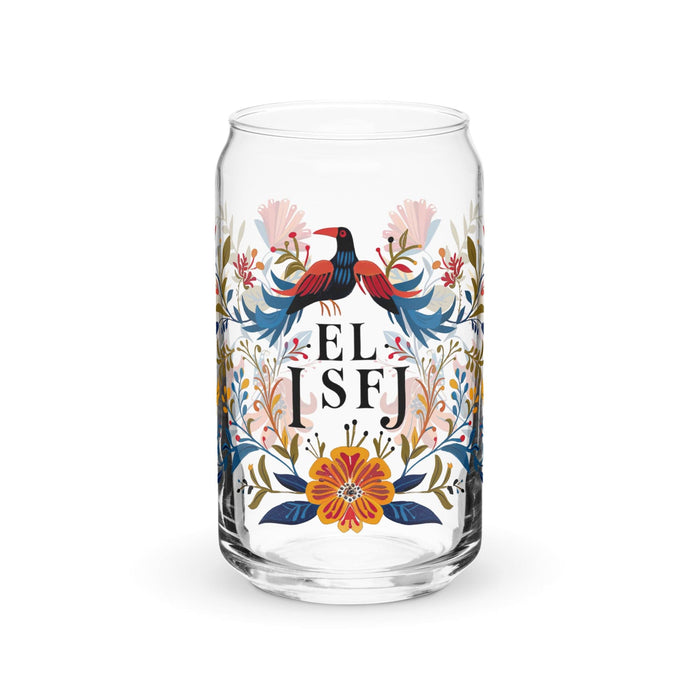 El Isfj Exclusive Art Piece Can-Shaped Glass Home Office Work Mexican Spanish Pride Gift Cup One-Of-A-Kind Calligraphy Glass | E22 Mexicada 16 oz