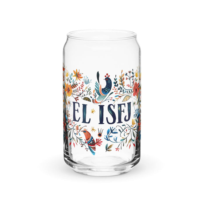 El Isfj Exclusive Art Piece Can-Shaped Glass Home Office Work Mexican Spanish Pride Gift Cup One-Of-A-Kind Calligraphy Glass | E23 Mexicada 16 oz