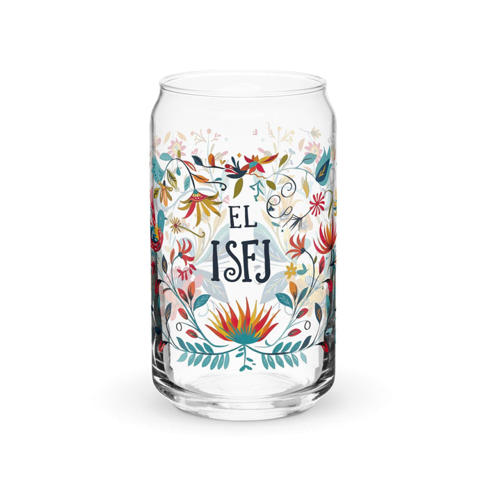 El Isfj Exclusive Art Piece Can-Shaped Glass Home Office Work Mexican Spanish Pride Gift Cup One-Of-A-Kind Calligraphy Glass | E24 Mexicada 16 oz