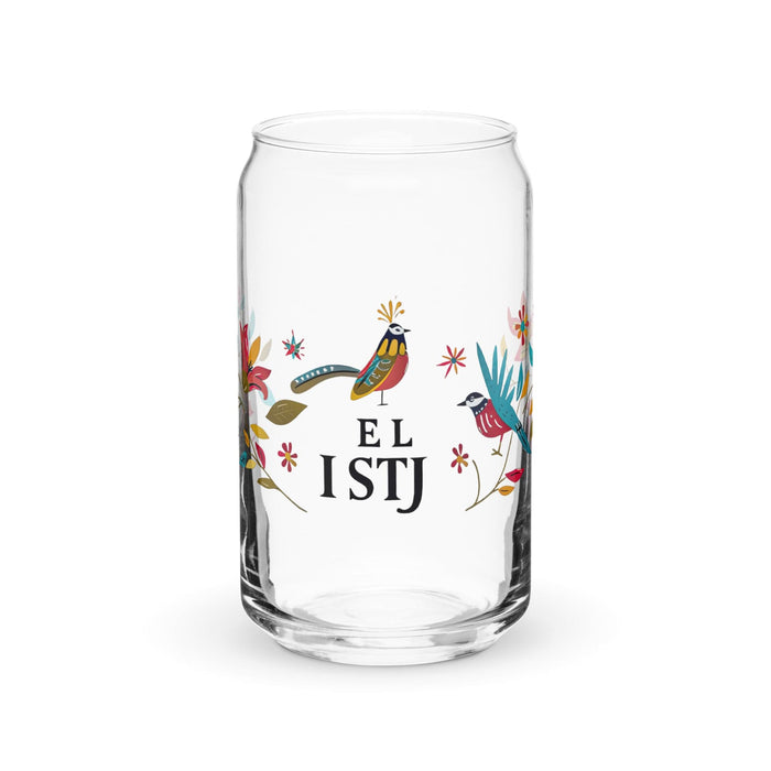 El Istj Exclusive Art Piece Can-Shaped Glass Home Office Work Mexican Spanish Pride Gift Cup One-Of-A-Kind Calligraphy Glass | E1 Mexicada 16 oz