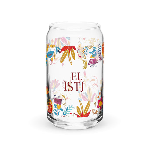 El Istj Exclusive Art Piece Can-Shaped Glass Home Office Work Mexican Spanish Pride Gift Cup One-Of-A-Kind Calligraphy Glass | E2 Mexicada 16 oz