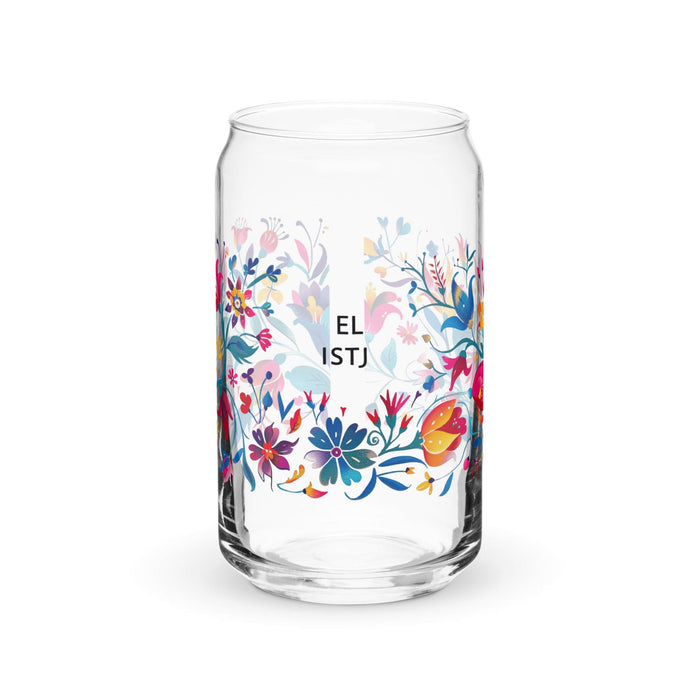 El Istj Exclusive Art Piece Can-Shaped Glass Home Office Work Mexican Spanish Pride Gift Cup One-Of-A-Kind Calligraphy Glass | E3 Mexicada 16 oz