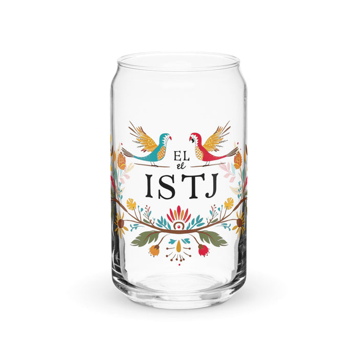 El Istj Exclusive Art Piece Can-Shaped Glass Home Office Work Mexican Spanish Pride Gift Cup One-Of-A-Kind Calligraphy Glass | E5 Mexicada 16 oz