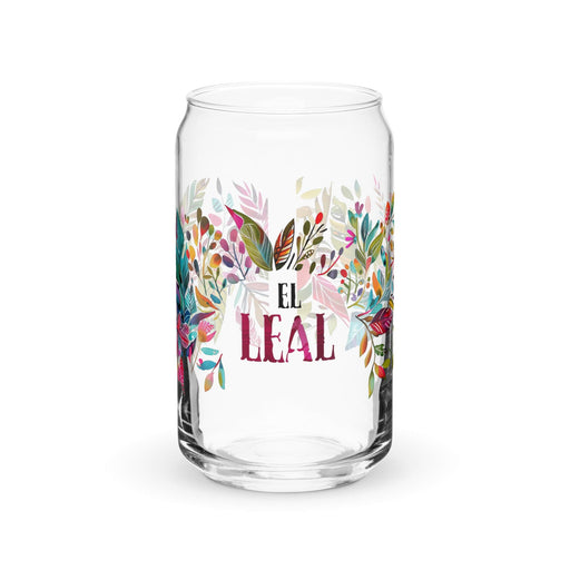 El Leal Exclusive Art Piece Can-Shaped Glass Home Office Work Mexican Spanish Pride Gift Cup One-Of-A-Kind Calligraphy Glass | E2 Mexicada 16 oz