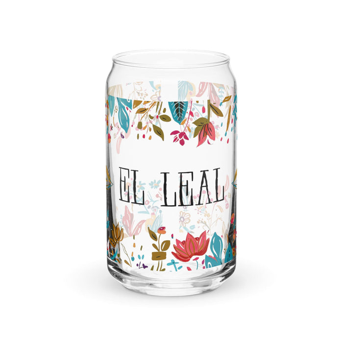 El Leal Exclusive Art Piece Can-Shaped Glass Home Office Work Mexican Spanish Pride Gift Cup One-Of-A-Kind Calligraphy Glass | E3 Mexicada 16 oz