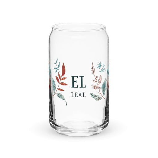 El Leal Exclusive Art Piece Can-Shaped Glass Home Office Work Mexican Spanish Pride Gift Cup One-Of-A-Kind Calligraphy Glass | E6 Mexicada 16 oz