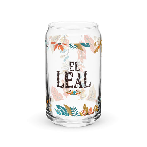 El Leal Exclusive Art Piece Can-Shaped Glass Home Office Work Mexican Spanish Pride Gift Cup One-Of-A-Kind Calligraphy Glass | E7 Mexicada 16 oz