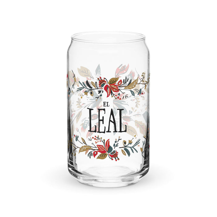 El Leal Exclusive Art Piece Can-Shaped Glass Home Office Work Mexican Spanish Pride Gift Cup One-Of-A-Kind Calligraphy Glass | E8 Mexicada 16 oz