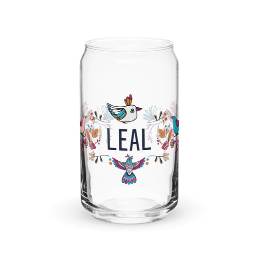 El Leal Exclusive Art Piece Can-Shaped Glass Home Office Work Mexican Spanish Pride Gift Cup One-Of-A-Kind Calligraphy Glass | E11 Mexicada 16 oz