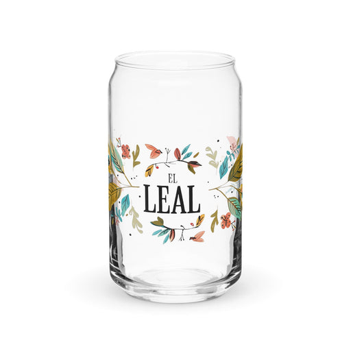 El Leal Exclusive Art Piece Can-Shaped Glass Home Office Work Mexican Spanish Pride Gift Cup One-Of-A-Kind Calligraphy Glass | E12 Mexicada 16 oz