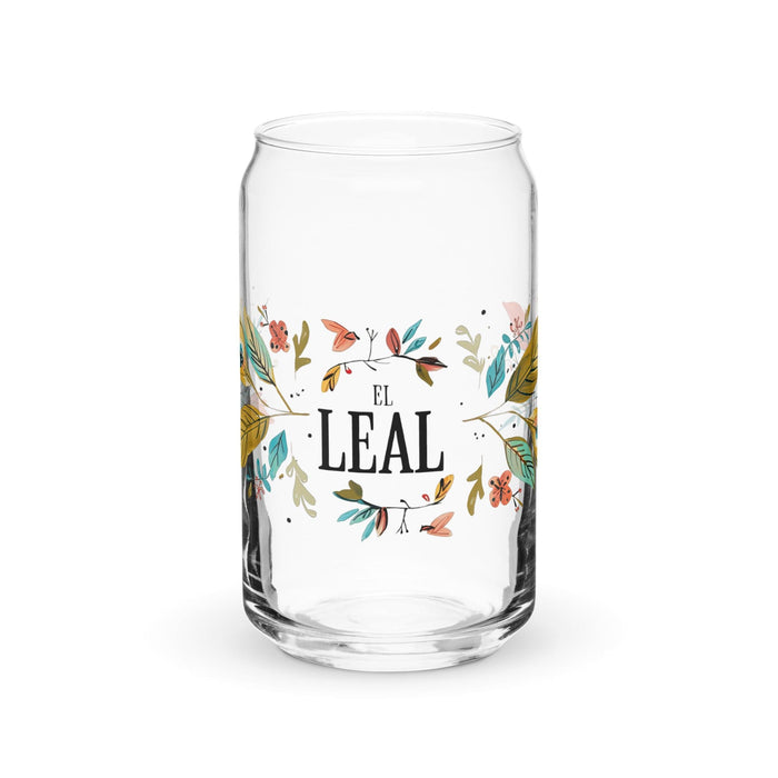 El Leal Exclusive Art Piece Can-Shaped Glass Home Office Work Mexican Spanish Pride Gift Cup One-Of-A-Kind Calligraphy Glass | E12 Mexicada 16 oz