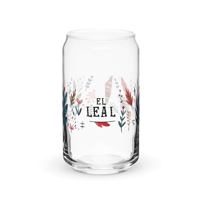 El Leal Exclusive Art Piece Can-Shaped Glass Home Office Work Mexican Spanish Pride Gift Cup One-Of-A-Kind Calligraphy Glass | E14 Mexicada 16 oz