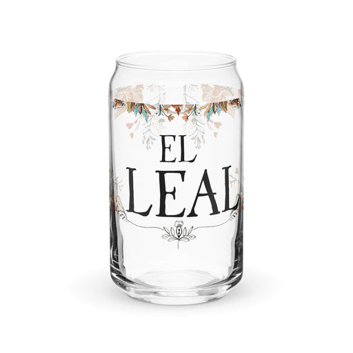 El Leal Exclusive Art Piece Can-Shaped Glass Home Office Work Mexican Spanish Pride Gift Cup One-Of-A-Kind Calligraphy Glass | E15 Mexicada 16 oz