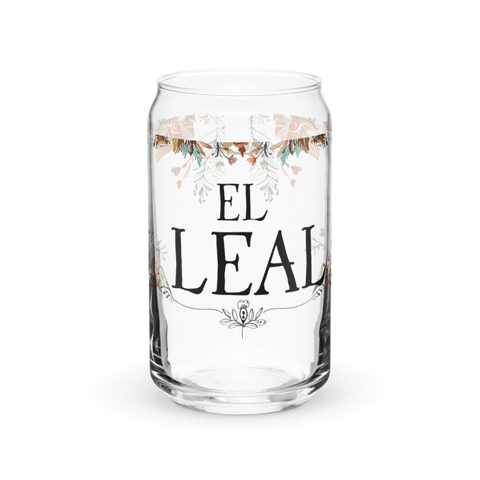 El Leal Exclusive Art Piece Can-Shaped Glass Home Office Work Mexican Spanish Pride Gift Cup One-Of-A-Kind Calligraphy Glass | E15 Mexicada 16 oz