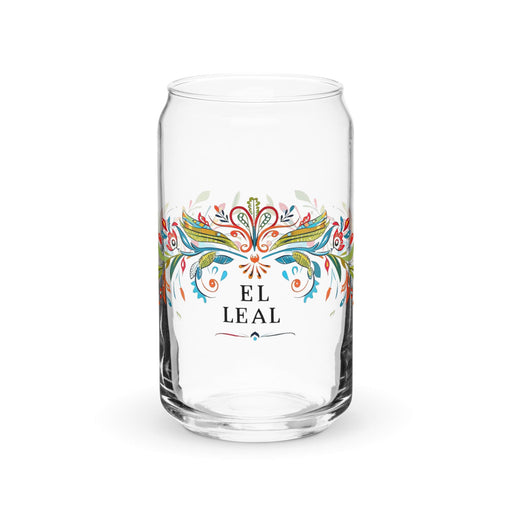 El Leal Exclusive Art Piece Can-Shaped Glass Home Office Work Mexican Spanish Pride Gift Cup One-Of-A-Kind Calligraphy Glass | E17 Mexicada 16 oz