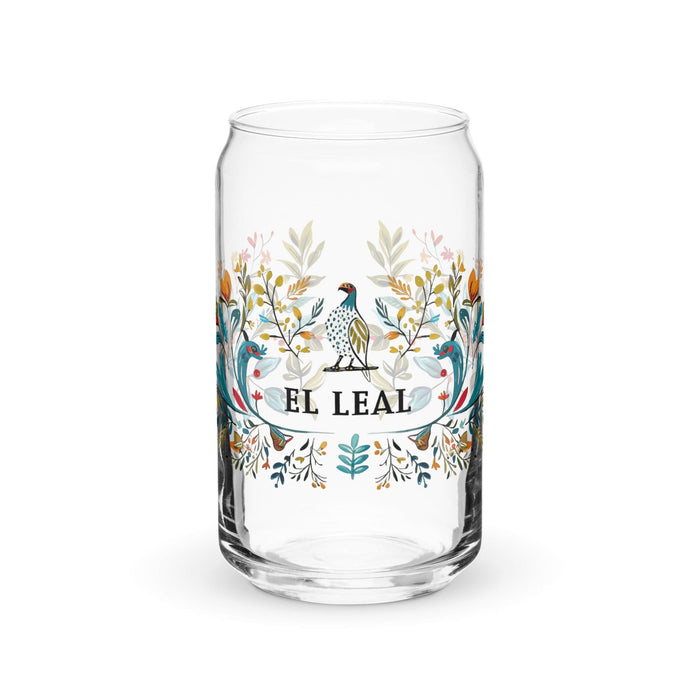 El Leal Exclusive Art Piece Can-Shaped Glass Home Office Work Mexican Spanish Pride Gift Cup One-Of-A-Kind Calligraphy Glass | E18 Mexicada 16 oz