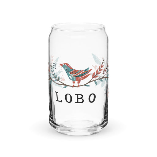 El Lobo Exclusive Art Piece Can-Shaped Glass Home Office Work Mexican Spanish Pride Gift Cup One-Of-A-Kind Calligraphy Glass | E13 Mexicada 16 oz