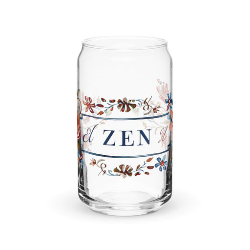 El Zen Exclusive Art Piece Can-Shaped Glass Home Office Work Mexican Spanish Pride Gift Cup One-Of-A-Kind Calligraphy Glass | E1 Mexicada 16 oz