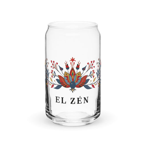 El Zen Exclusive Art Piece Can-Shaped Glass Home Office Work Mexican Spanish Pride Gift Cup One-Of-A-Kind Calligraphy Glass | E2 Mexicada 16 oz