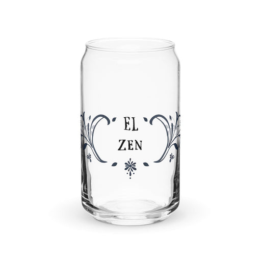 El Zen Exclusive Art Piece Can-Shaped Glass Home Office Work Mexican Spanish Pride Gift Cup One-Of-A-Kind Calligraphy Glass | E6 Mexicada 16 oz