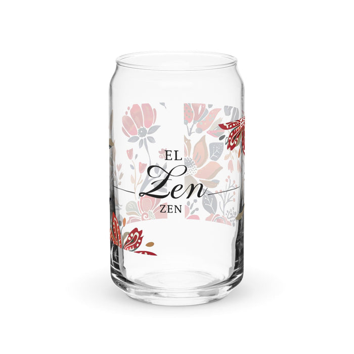 El Zen Exclusive Art Piece Can-Shaped Glass Home Office Work Mexican Spanish Pride Gift Cup One-Of-A-Kind Calligraphy Glass | E11 Mexicada 16 oz