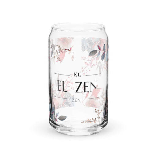 El Zen Exclusive Art Piece Can-Shaped Glass Home Office Work Mexican Spanish Pride Gift Cup One-Of-A-Kind Calligraphy Glass | E13 Mexicada 16 oz