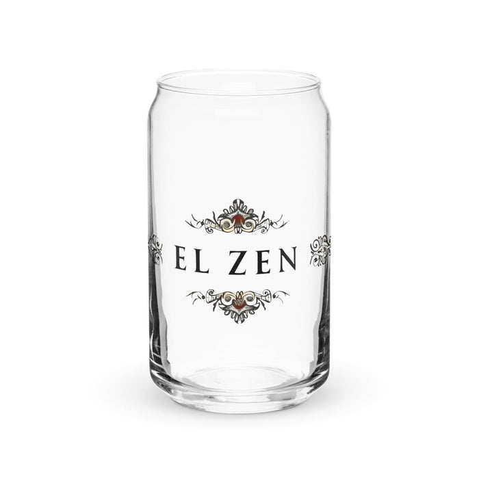 El Zen Exclusive Art Piece Can-Shaped Glass Home Office Work Mexican Spanish Pride Gift Cup One-Of-A-Kind Calligraphy Glass | E14 Mexicada 16 oz