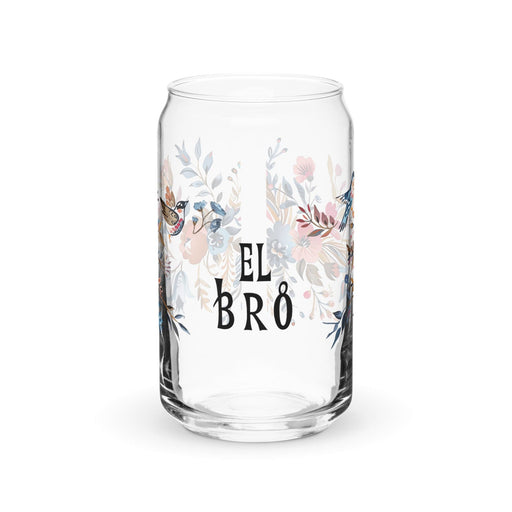 El Bro Exclusive Art Piece Can-Shaped Glass Home Office Work Mexican Spanish Pride Gift Cup One-Of-A-Kind Calligraphy Glass | E1 Mexicada 16 oz