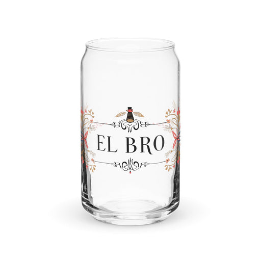 El Bro Exclusive Art Piece Can-Shaped Glass Home Office Work Mexican Spanish Pride Gift Cup One-Of-A-Kind Calligraphy Glass | E8 Mexicada 16 oz