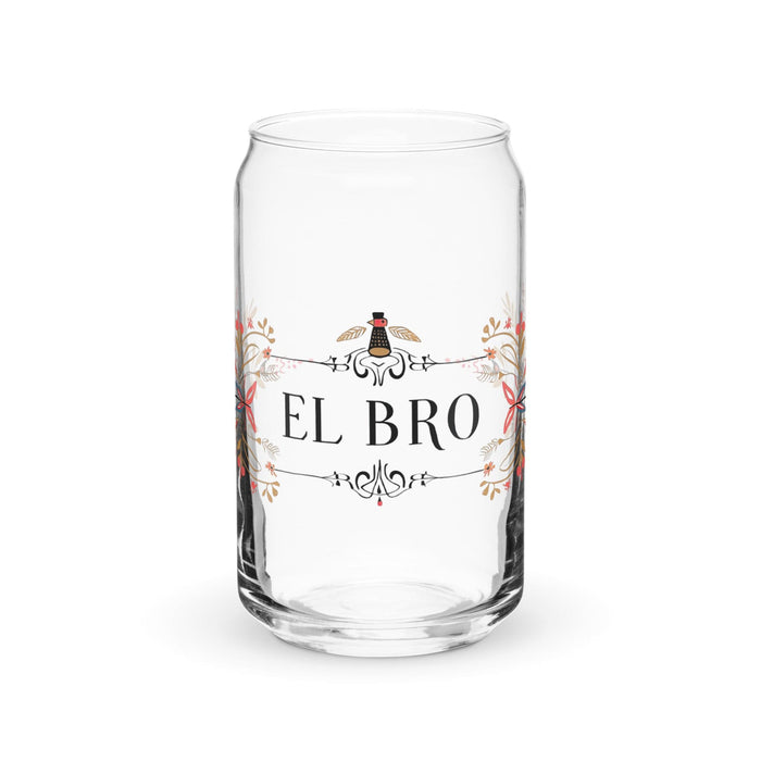 El Bro Exclusive Art Piece Can-Shaped Glass Home Office Work Mexican Spanish Pride Gift Cup One-Of-A-Kind Calligraphy Glass | E8 Mexicada 16 oz