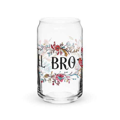 El Bro Exclusive Art Piece Can-Shaped Glass Home Office Work Mexican Spanish Pride Gift Cup One-Of-A-Kind Calligraphy Glass | E12 Mexicada 16 oz